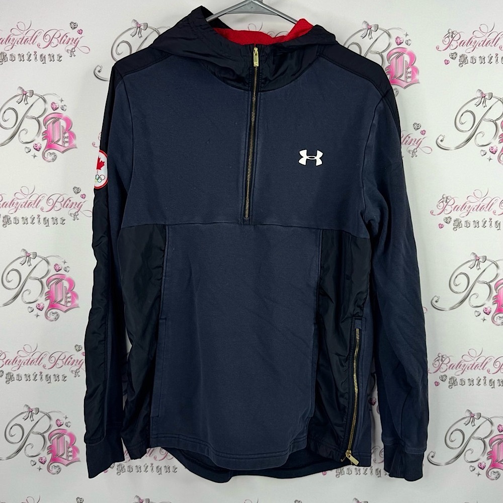 Under Armour Black and Red Pullover Jacket olympics half zip golf hardware